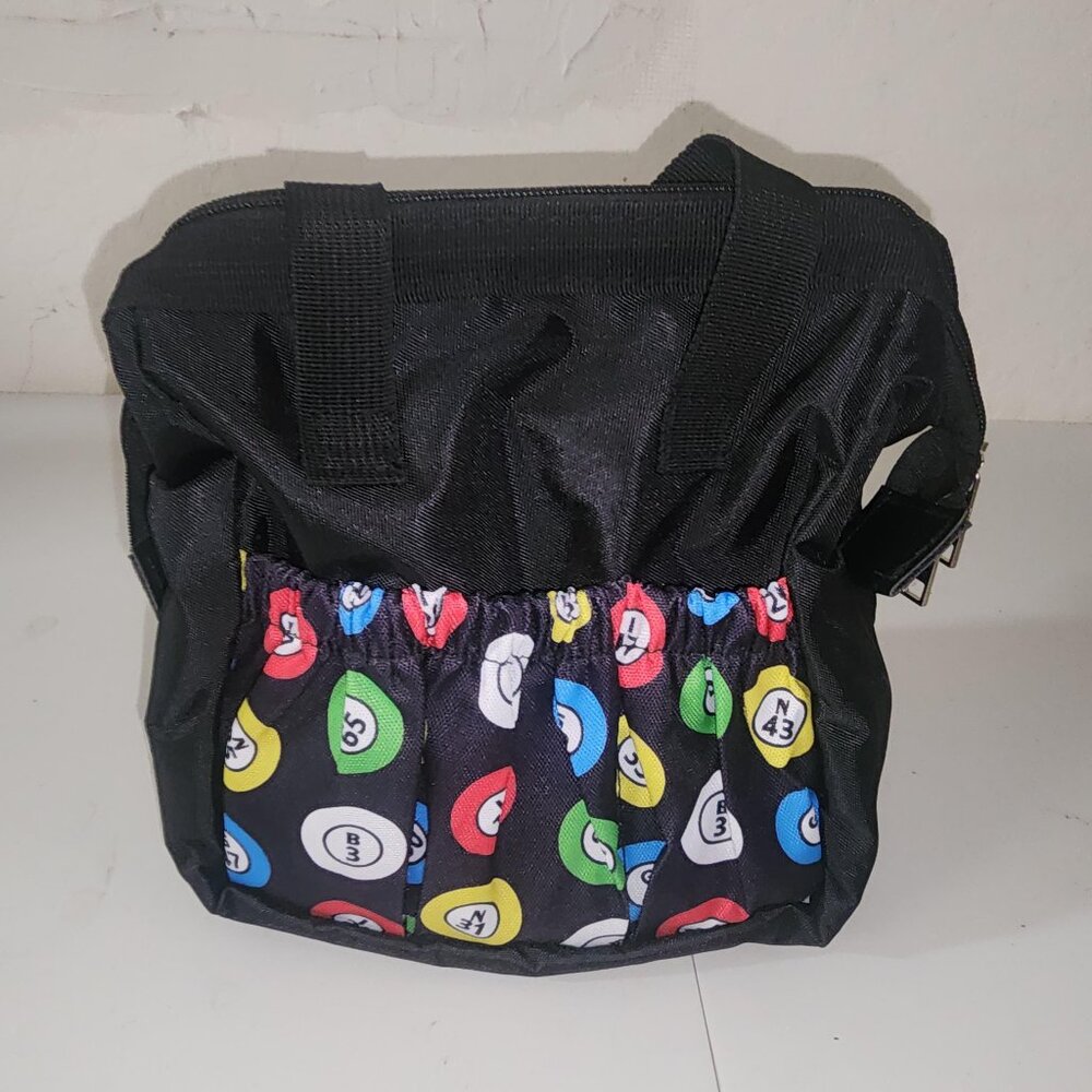 Bingo Dauber Tote Bag - Bingo Ball Pattern Handle Bag Zips Shut 6 Pockets Z4